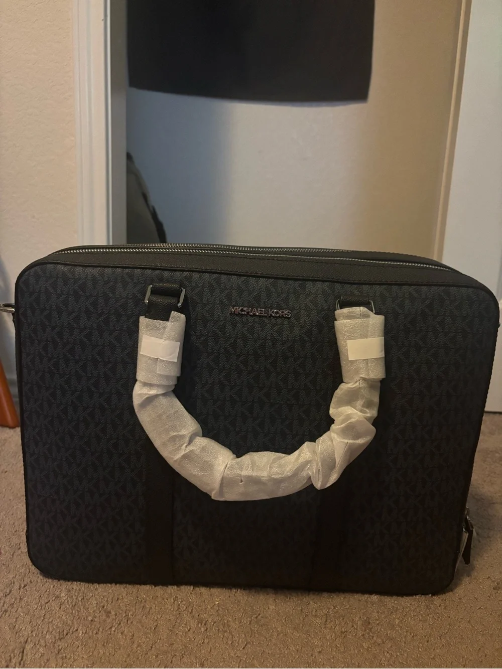 Michael Kors Black Logo-Print Laptop Briefcase